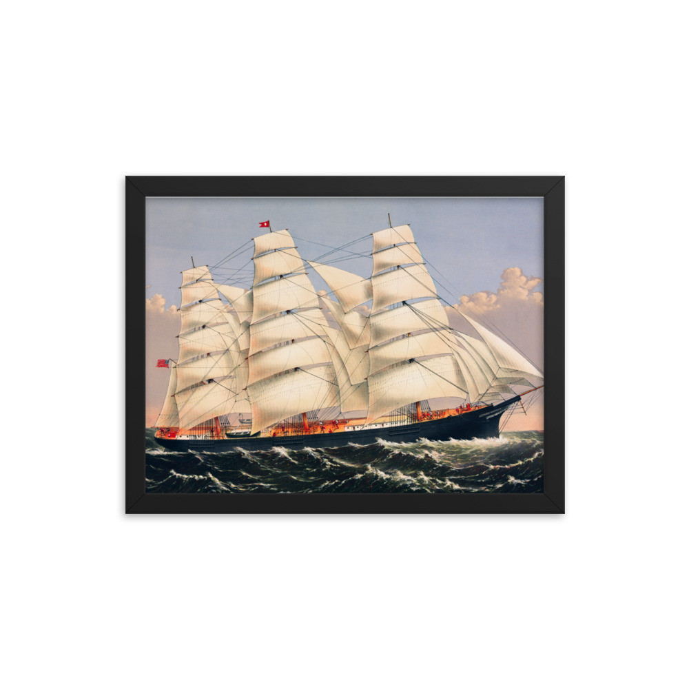 Framed photo paper poster: Sailing Ship