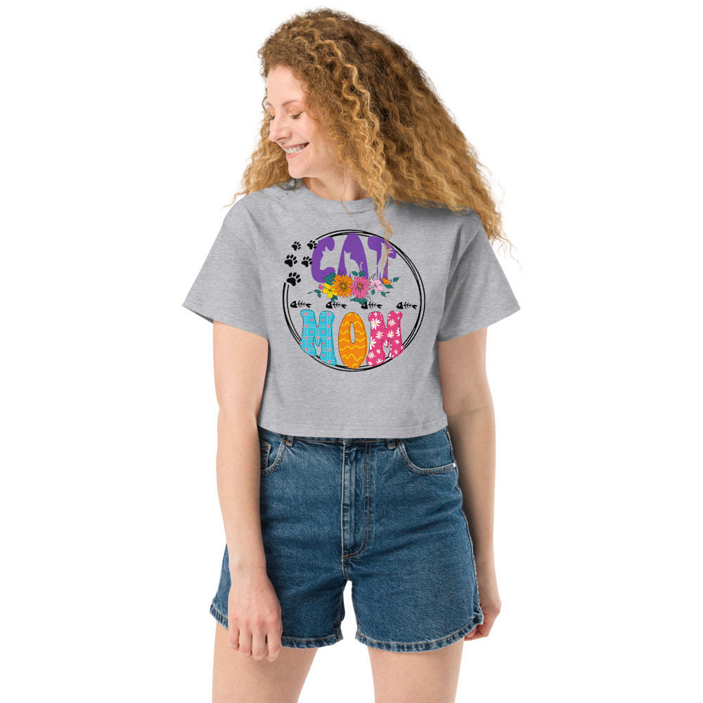 Champion crop top: Cat Mom