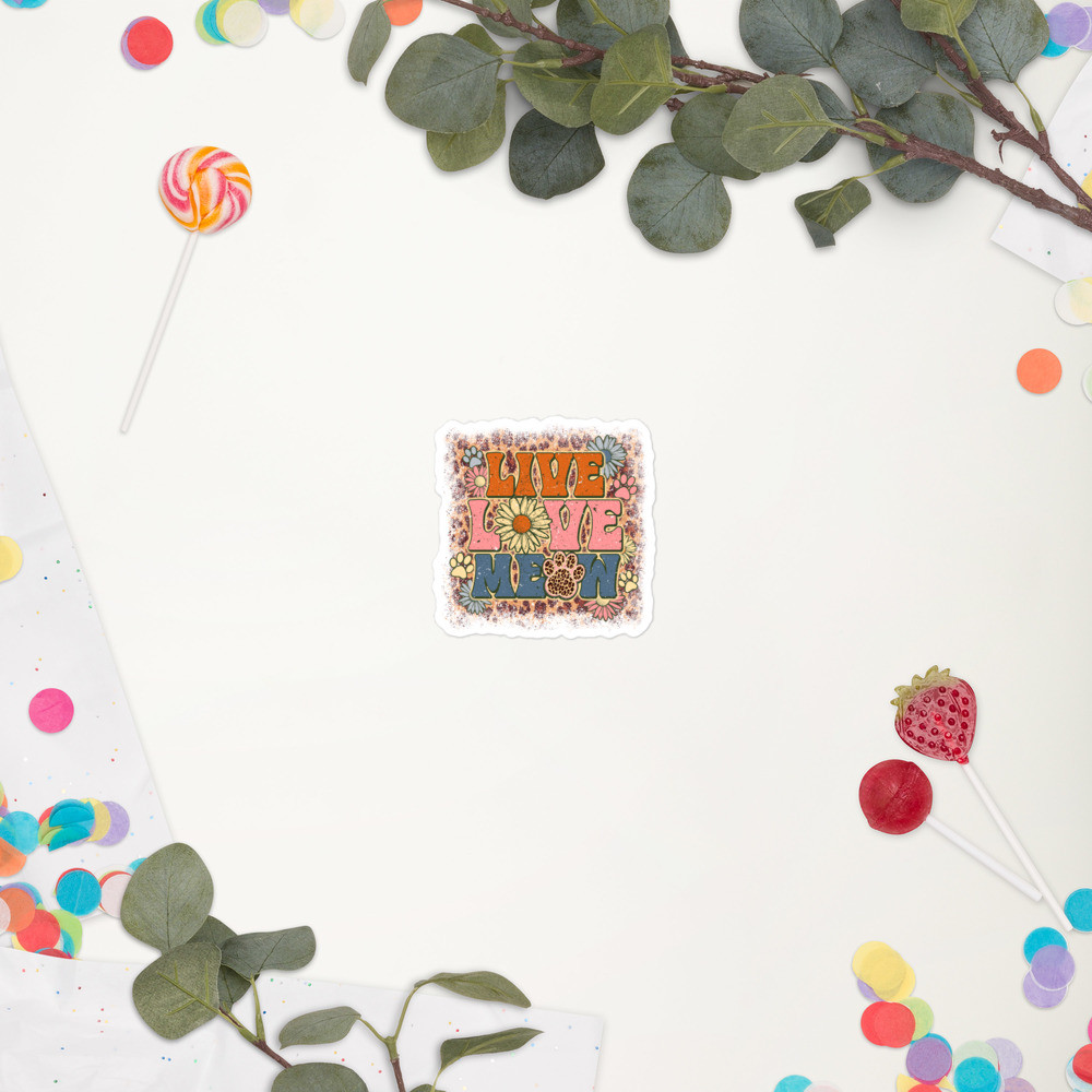 Bubble-free stickers: Live Love Meow