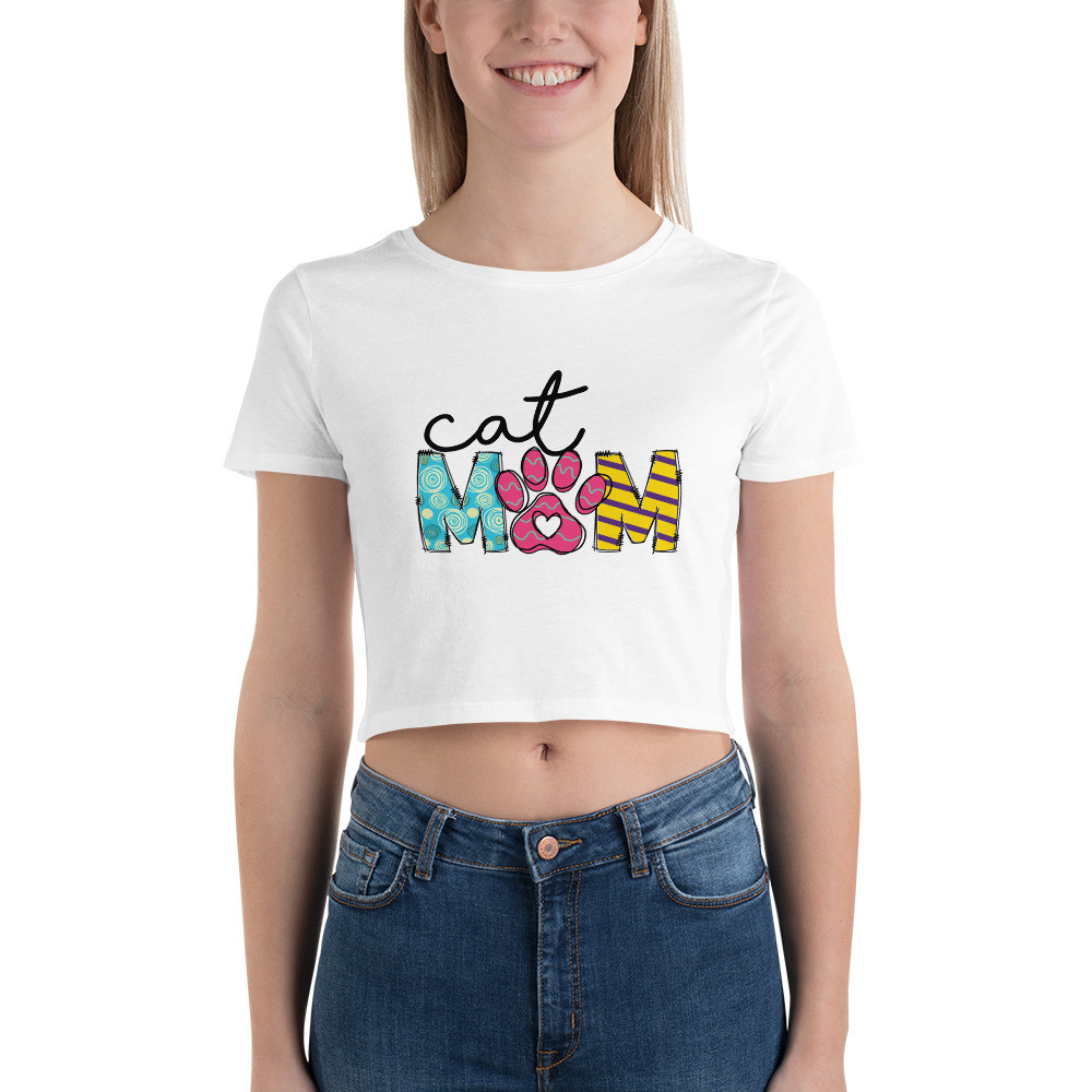 Women’s Crop Tee: Cat Mom III