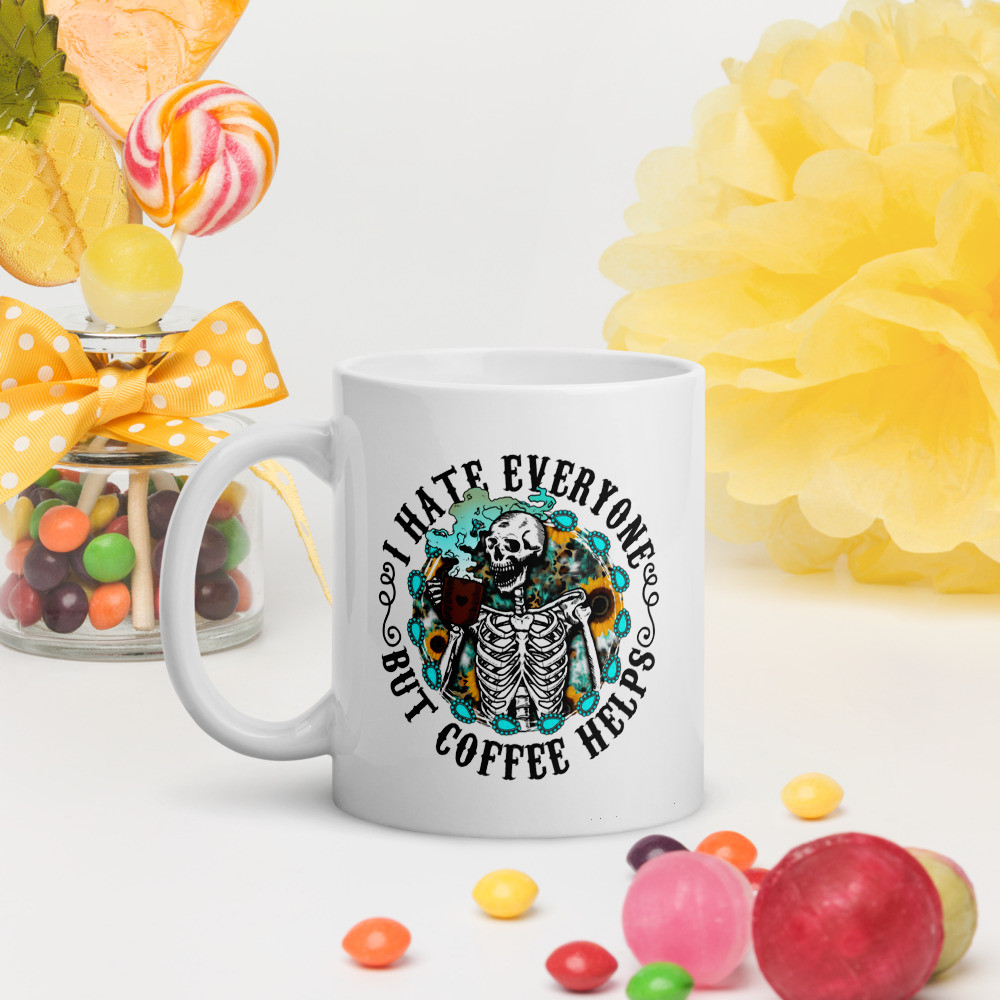 White glossy mug: I Hate Everyone