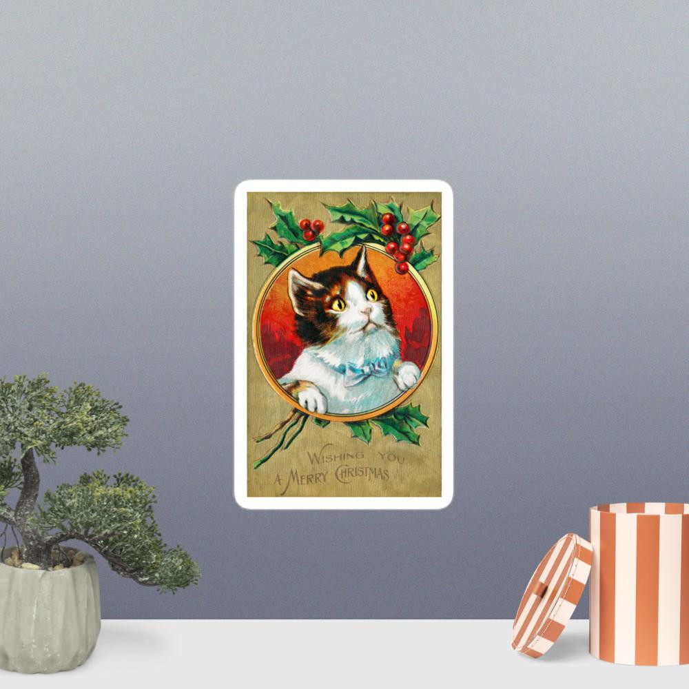 Bubble-free stickers: Cat Wishing you A Merry Christmas