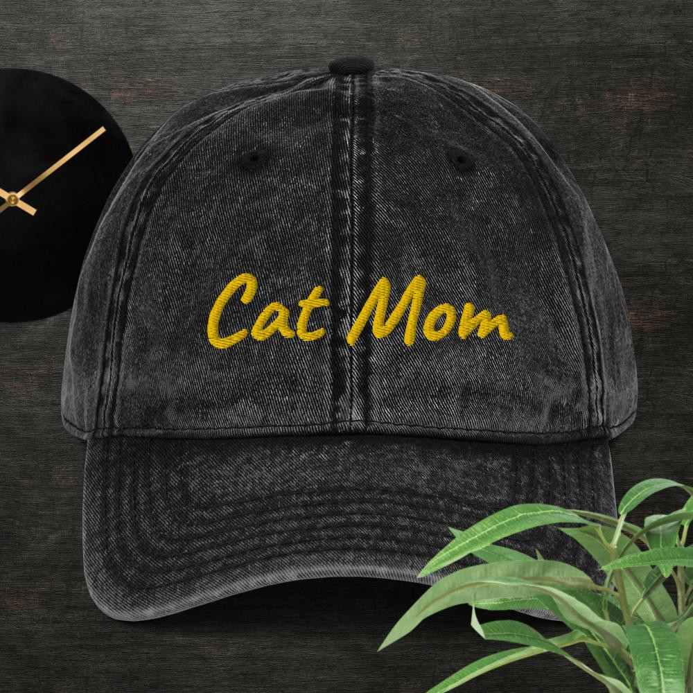 Vintage Cotton Twill Cap: Cat Mom