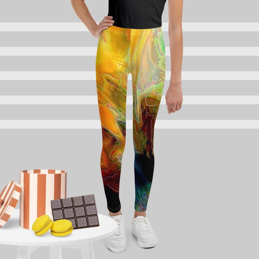 Youth Leggings: Yellow Heat