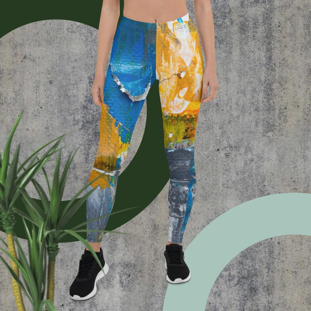 Leggings: Blue & Yellow Heat