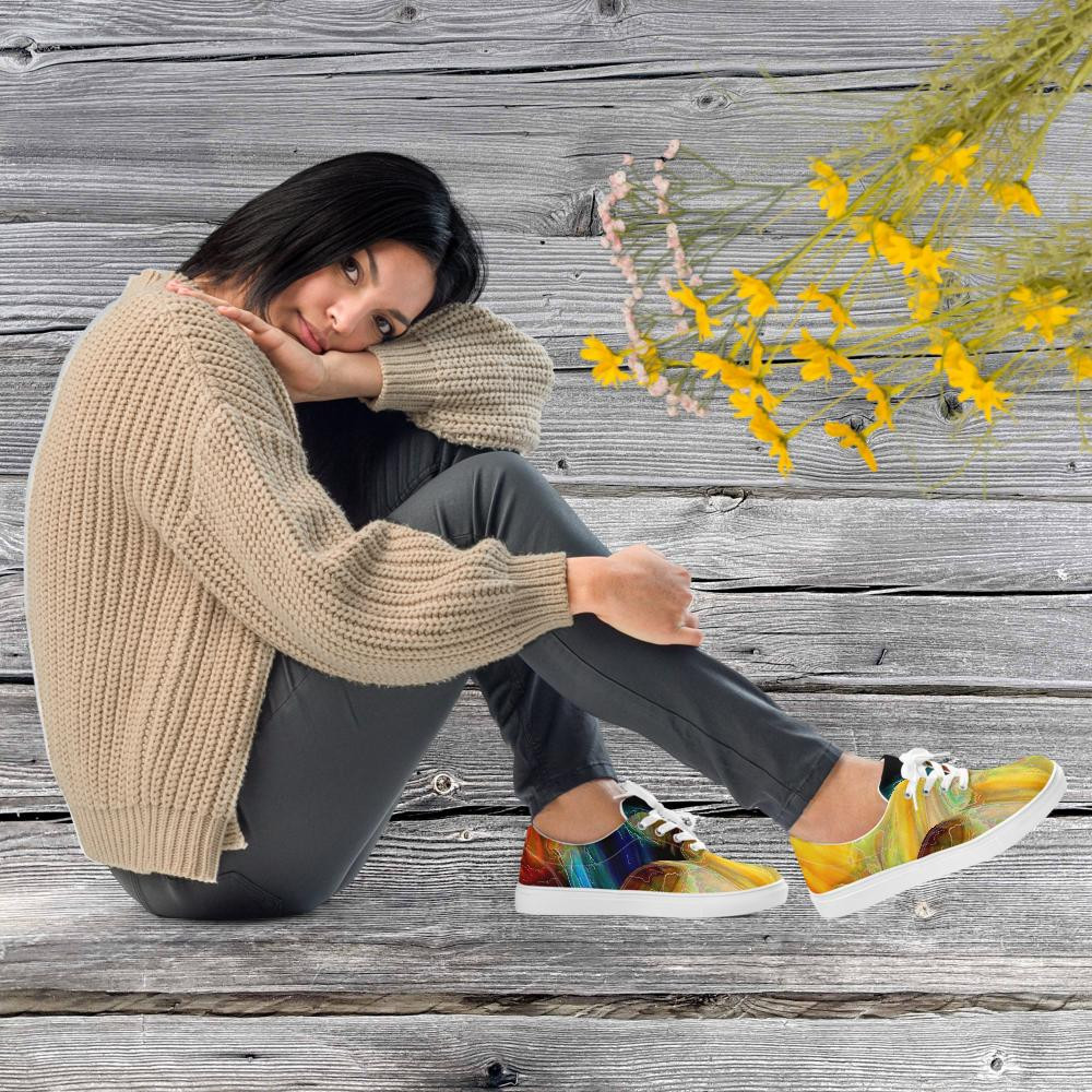 Women’s lace-up canvas shoes: Blue, Red, Yellow Heat