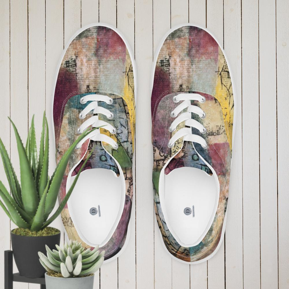Women’s lace-up canvas shoes: Purple & Yellow Heat