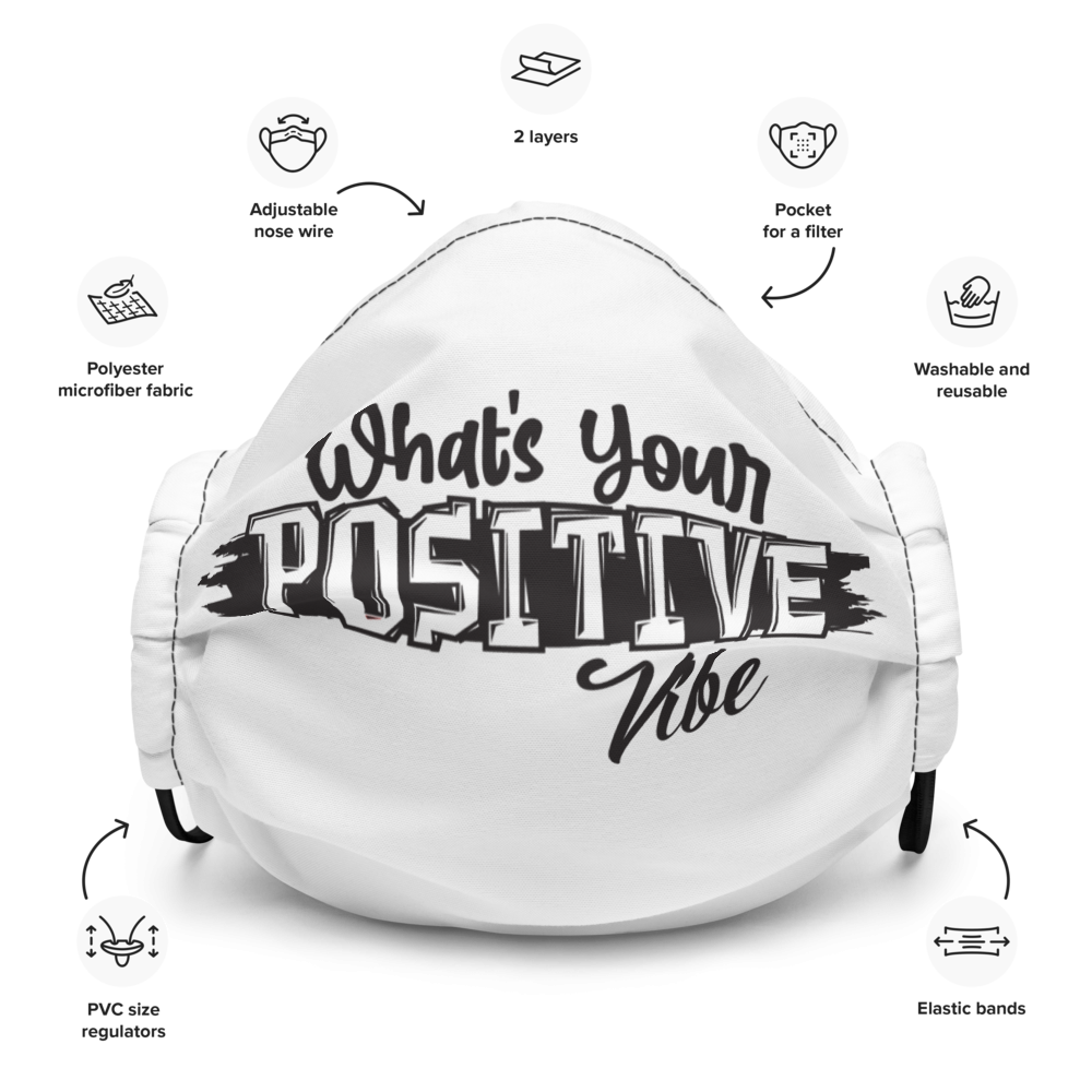 What's Ur Positive Vibe White Premium face mask