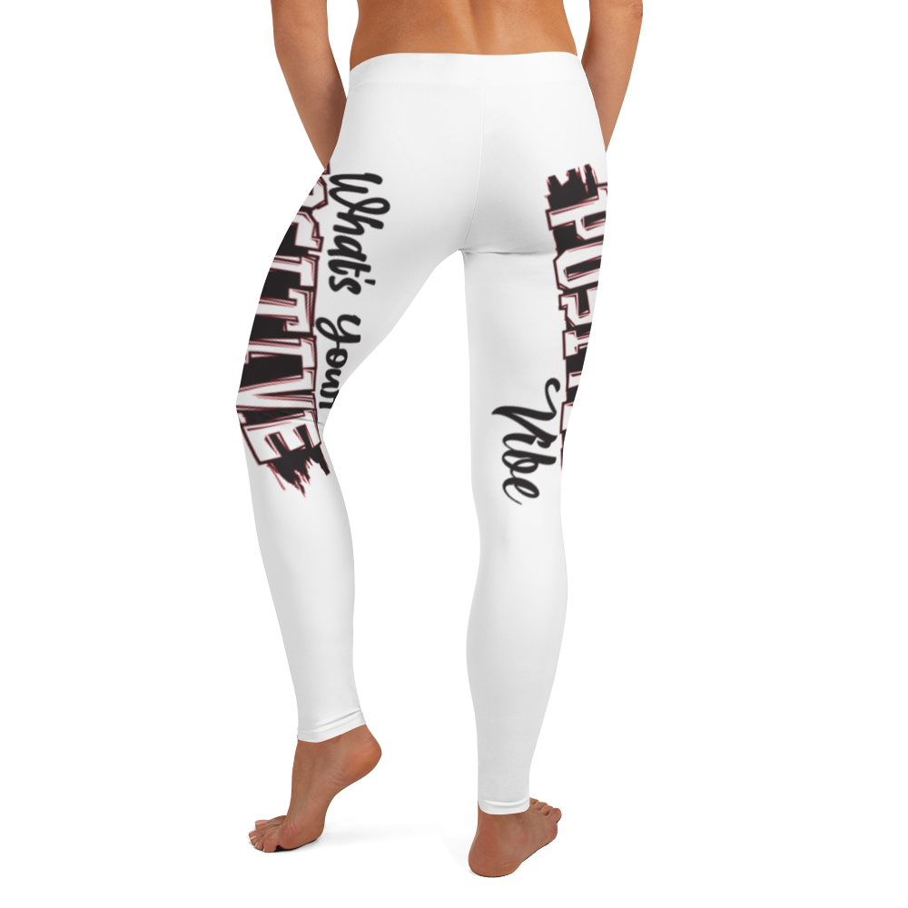 What's Ur Positive Vibe leggins White Double Layered BLK & RED
