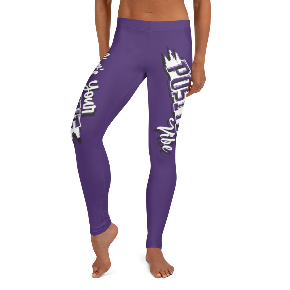 What's Ur Positive Vibe Purple Leggings Layered WHT & BLK