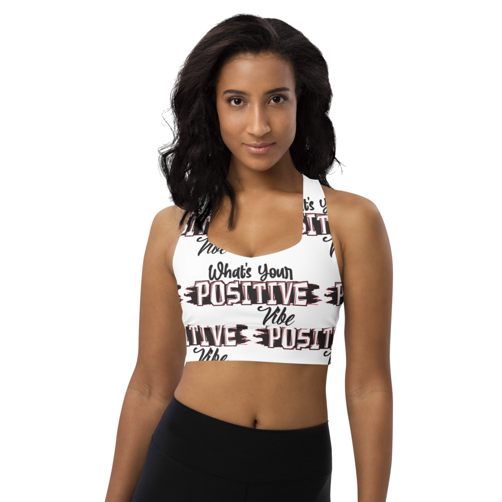 What's Ur Positive Vibe Longline sports bra White/Layered BLK & WHT