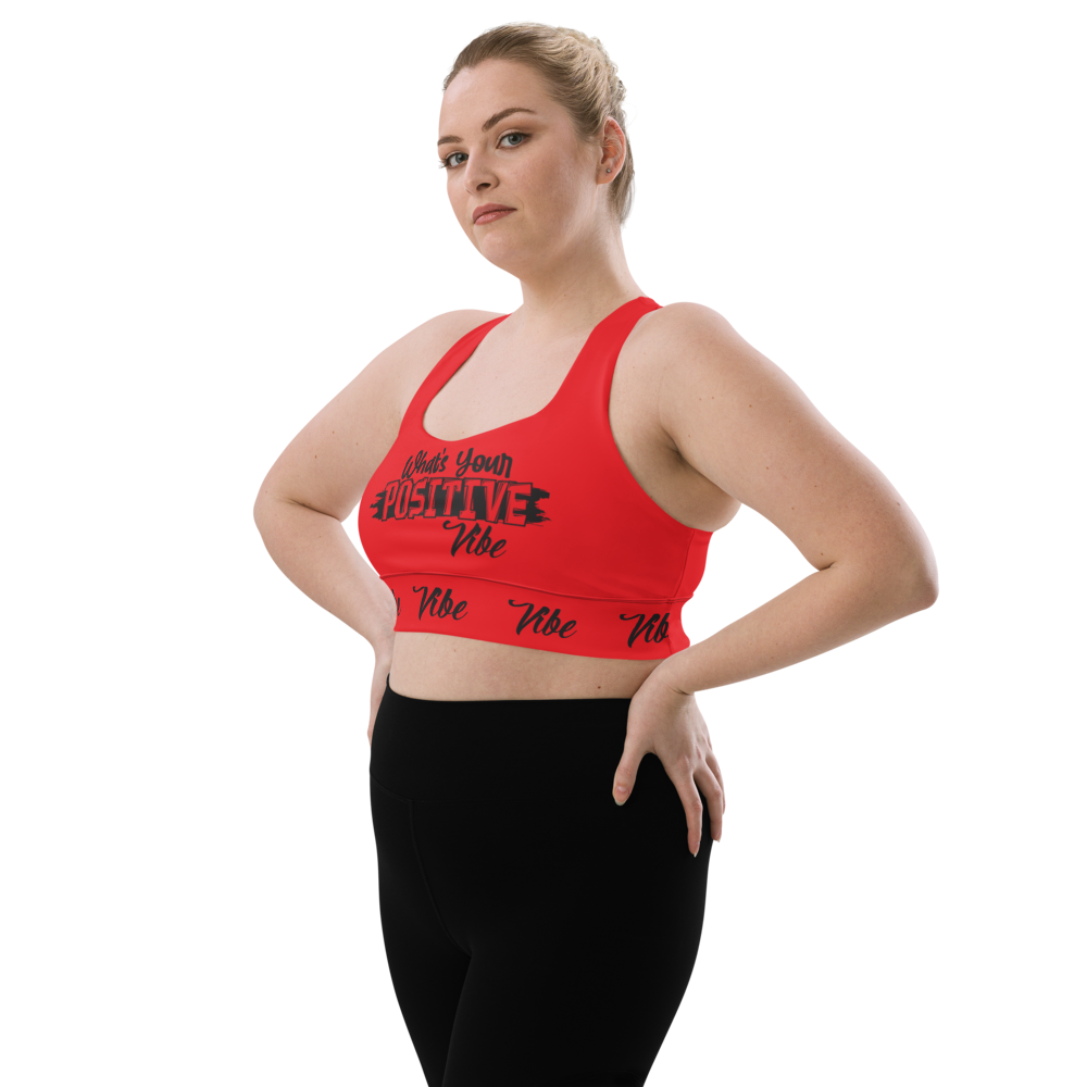 What's Ur Positive vibe Longline sports bra RED & BLK (vibe)