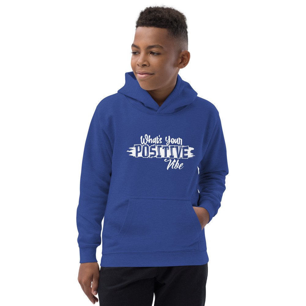 What's Ur Positive vibe Kids Hoodie PINK BLK & BLUE