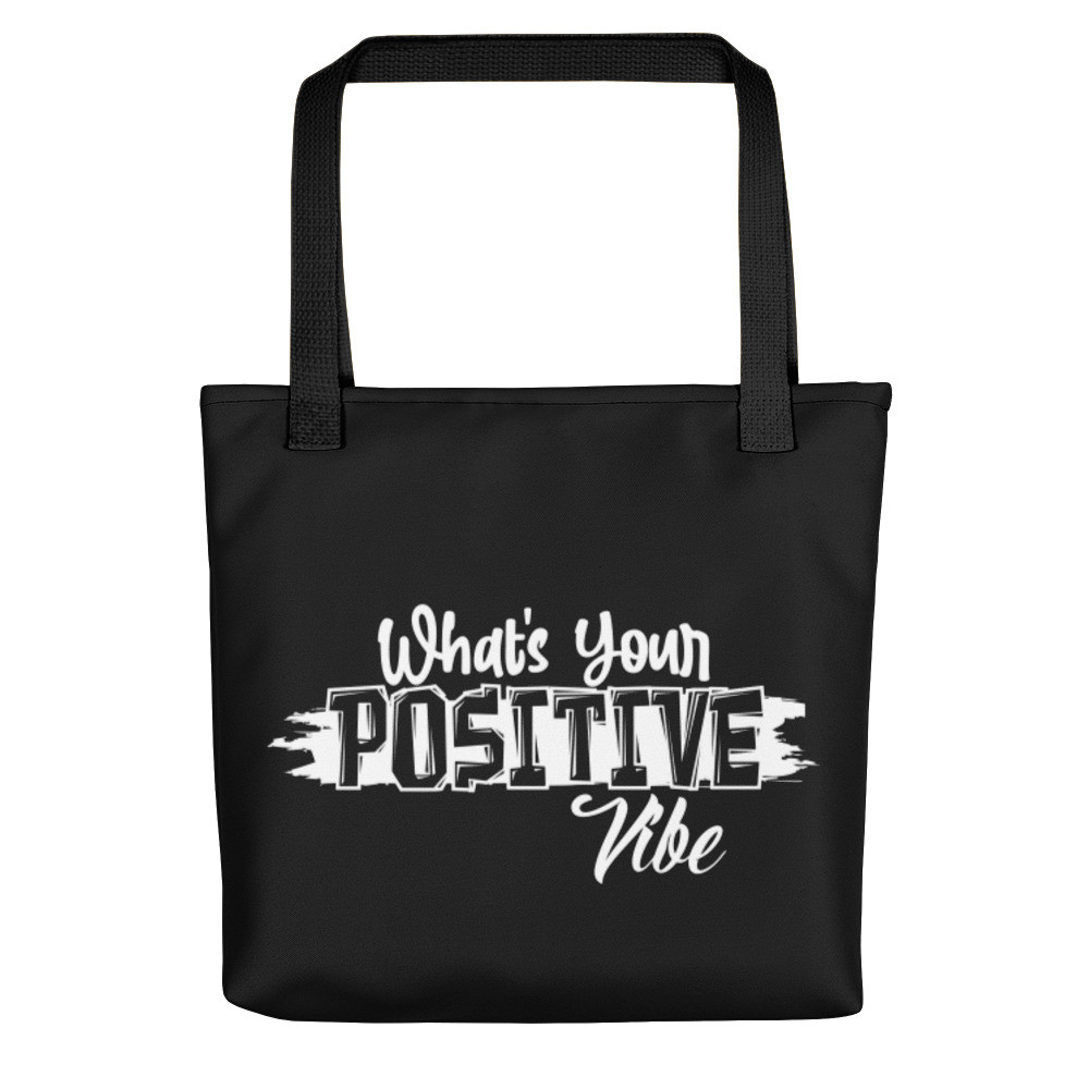 What's Ur Positive Tote Bag Black - RED or BLK handle
