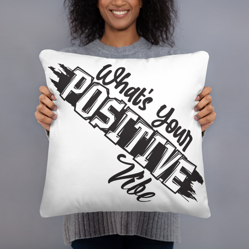 Whats's Ur Positive Vibe  WHT/BLK Basic Pillow