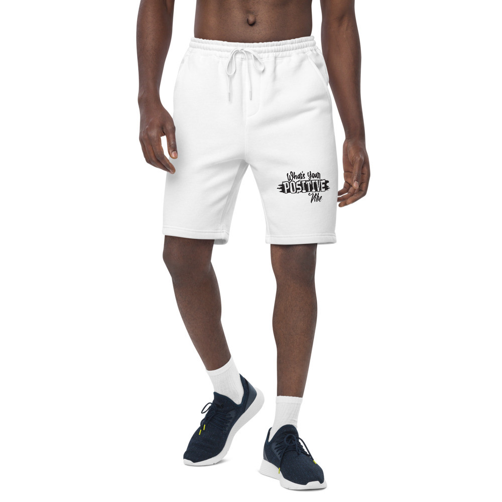 What's Your Positive Vibe Men's Fleece Shorts White