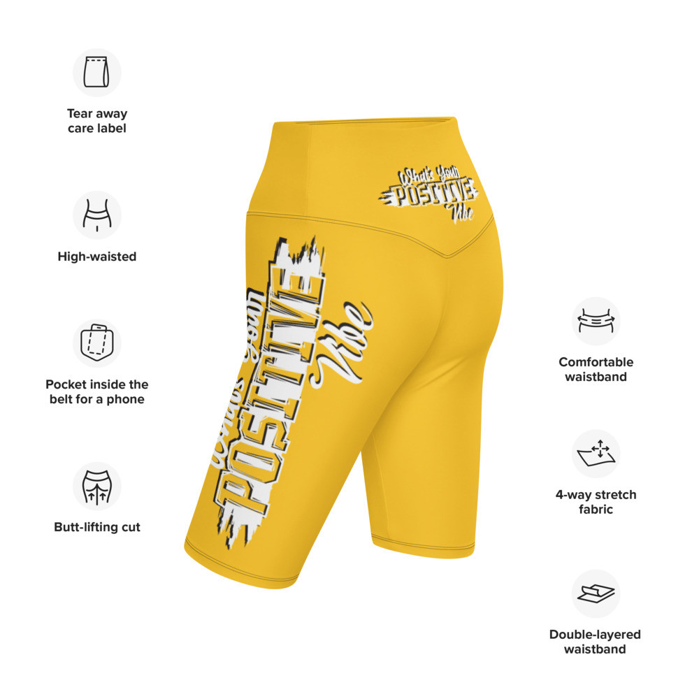 What's Ur Positive Vibe Biker Shorts Yellow