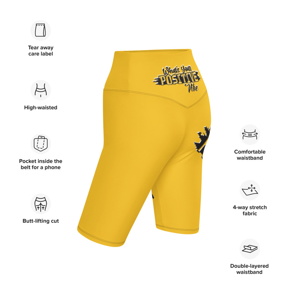 What's Ur Positive Vibe Biker Shorts Yellow Angle Logo
