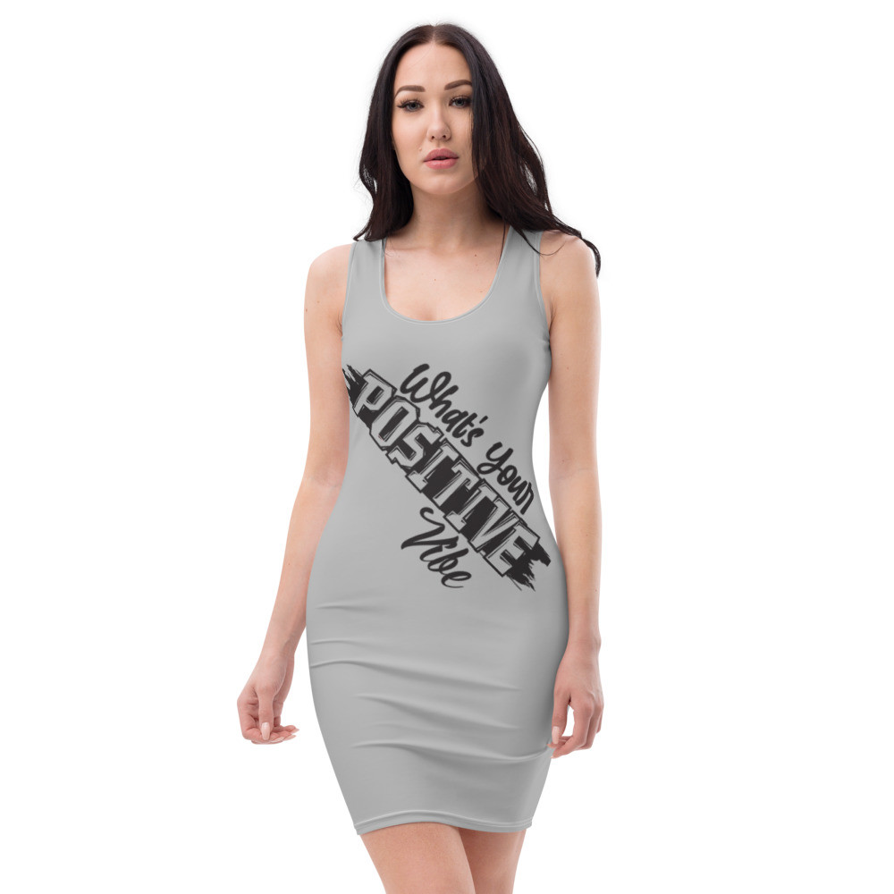 What's Your Positive Vibe Grey Dress