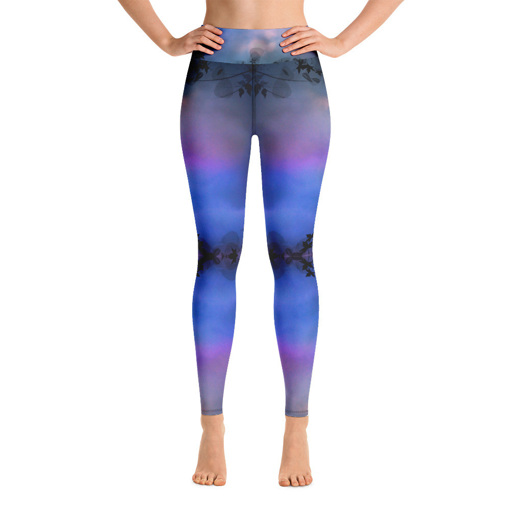 Yoga Leggings Blue Flower