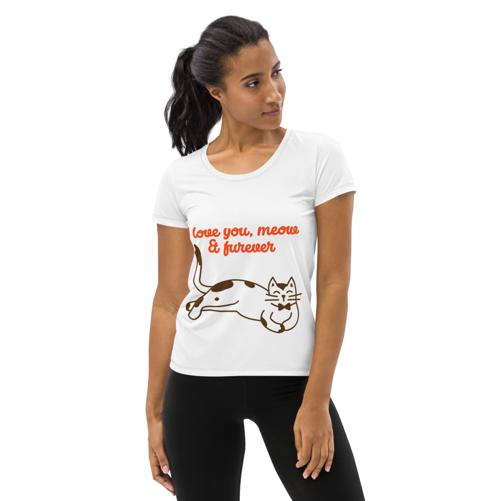 I love you meow and fur ever All-Over Print Women's Athletic T-shirt