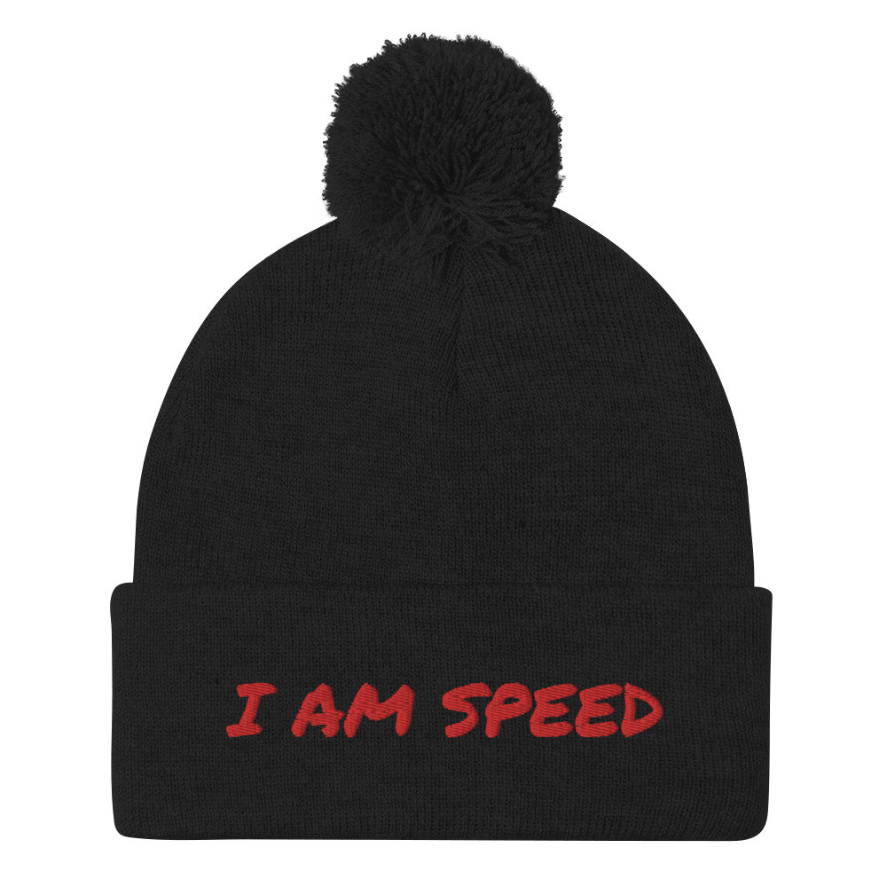 Moto Pom-Pom Beanie Black/Red