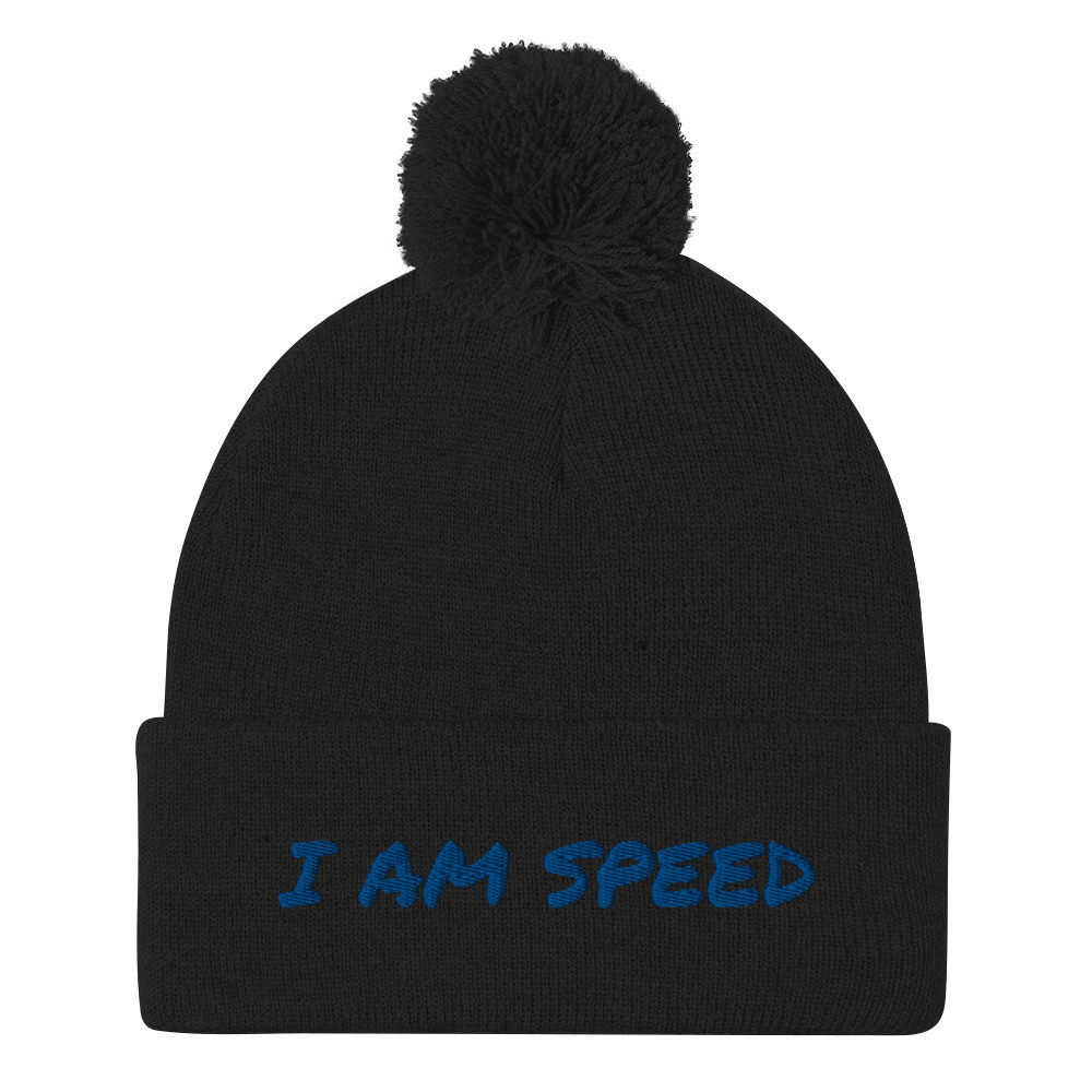 Moto Pom-Pom Beanie Black/Blue