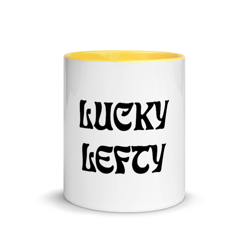 White Ceramic Mug with Color Inside (LUCKY LEFTY)