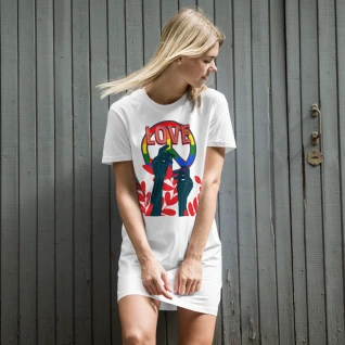 Organic cotton t-shirt dress "Love & Peace"