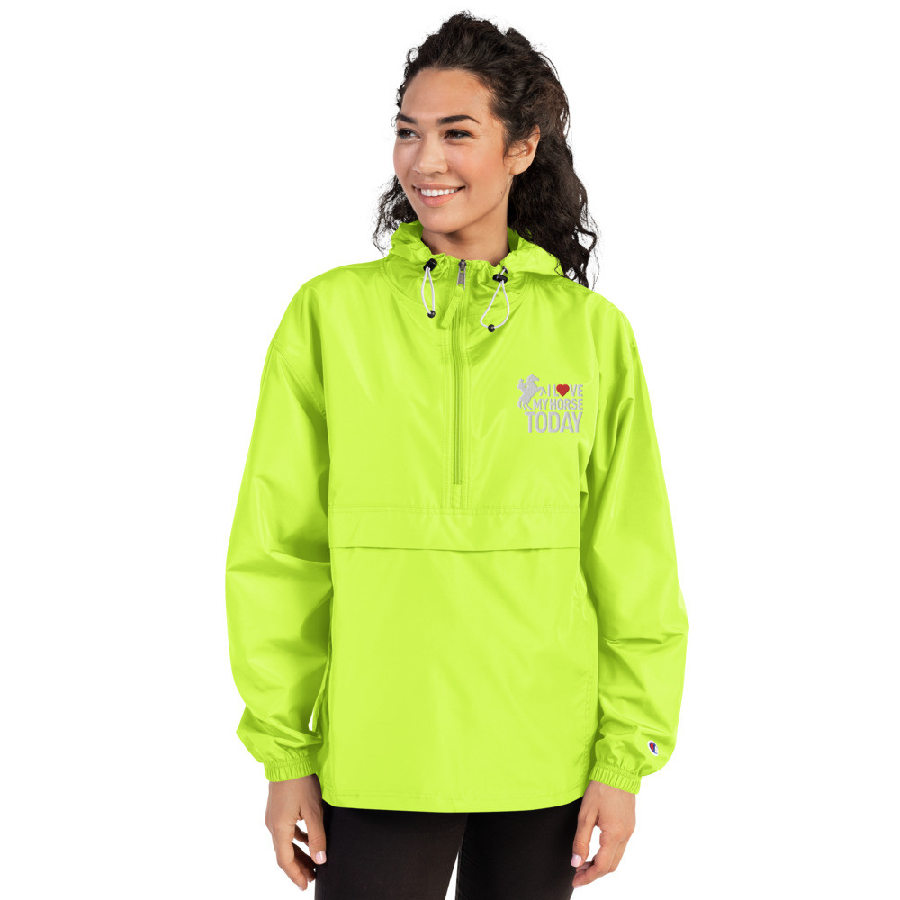 I Love My Horse Today Embroidered Champion Packable Jacket