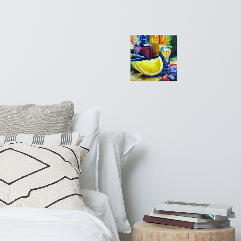 "Tequila Bottles and Lemons" Photo paper poster