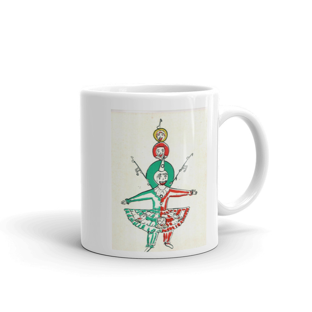White glossy mug "Send in the Clowns"