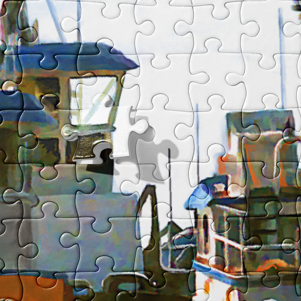 Seattle Tugboat Painting - Blue Hat Ladies - Jigsaw puzzle