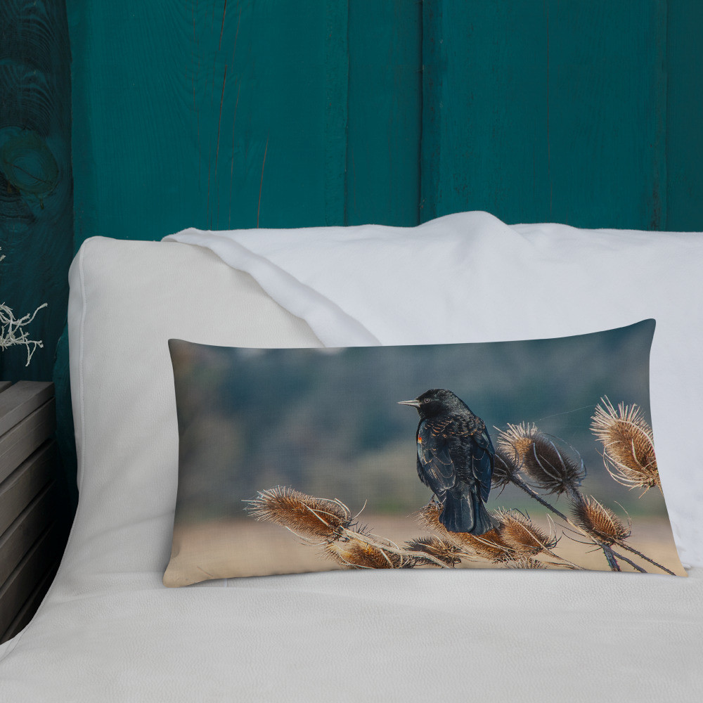 Blackbird Field Painting Premium Pillow