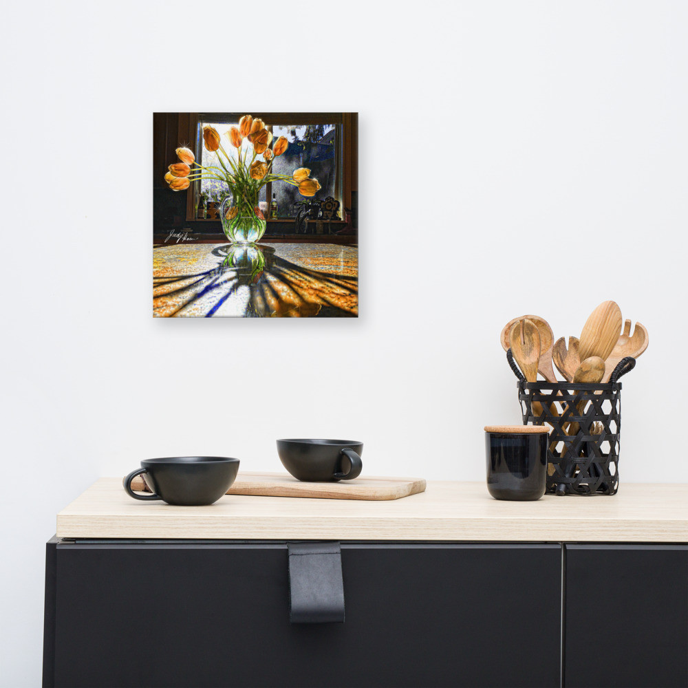 Light Thru Tulips Photo on 12 x 12 Inch Canvas
