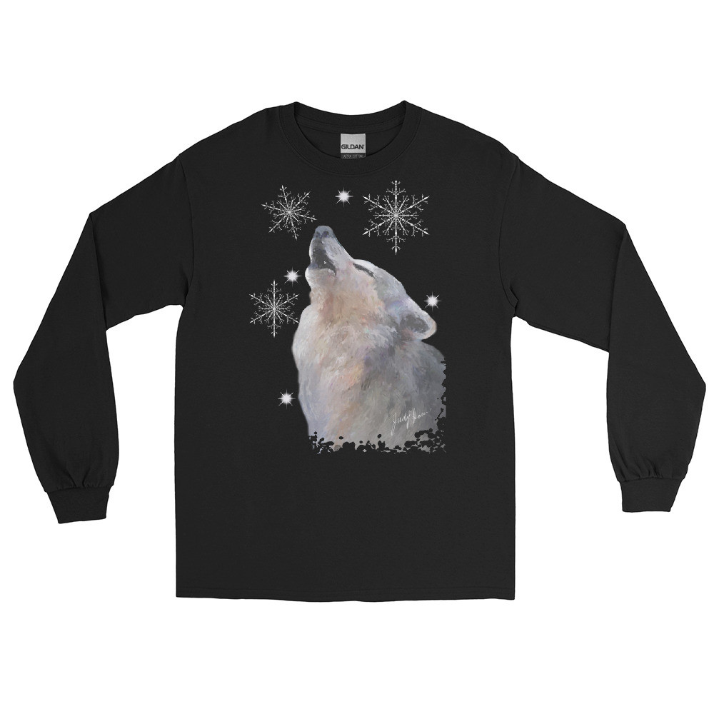 Howling grey wolf - Longsleeved tee shirt -