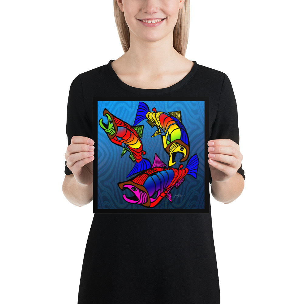 Dancing Salmon Photo paper poster