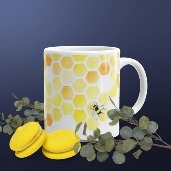 Honey Comb Bee White glossy mug