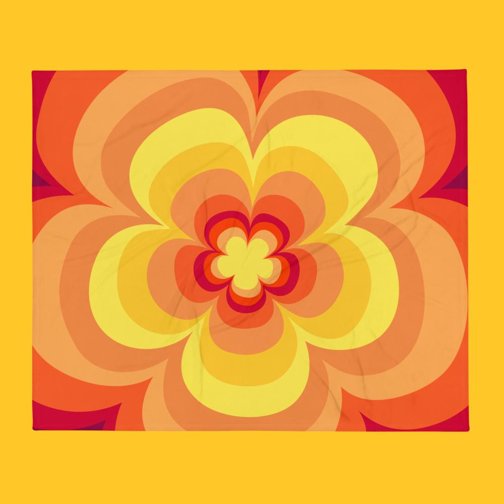 Retro Flower Throw Blanket