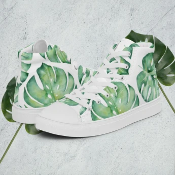 Monstera Women’s high top canvas shoes