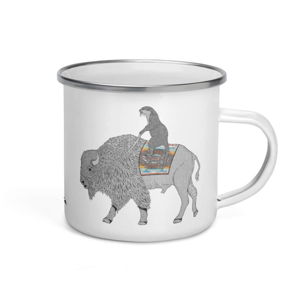 Otter Bison Trekking One of a Kind Enamel Mug