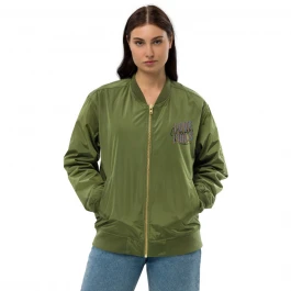 "Love Never Fails" Premium recycled bomber jacket