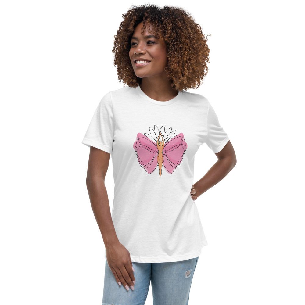 Pink Butterfly Women's 2 Print Women's Relaxed T-Shirt