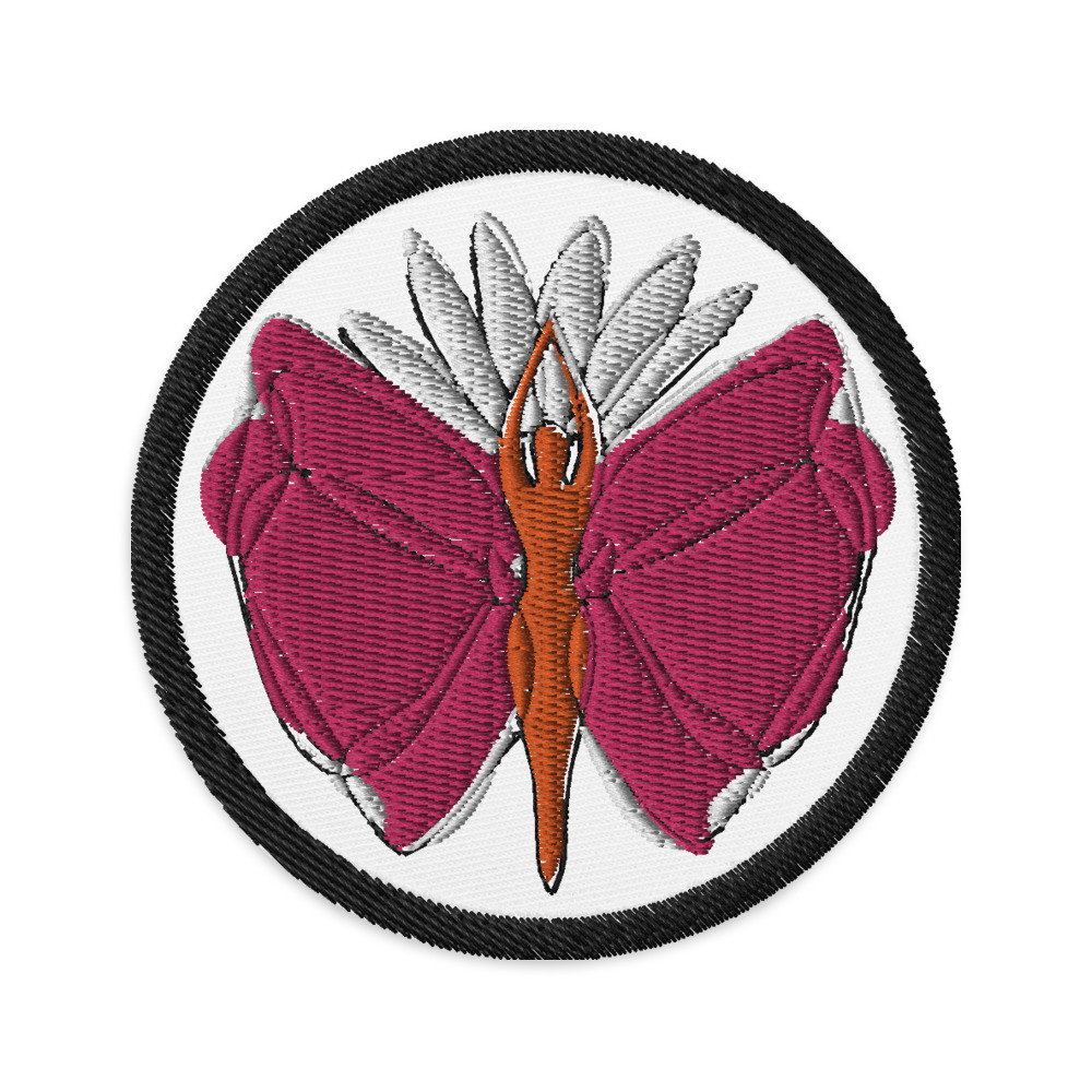 Pink Butterfly Embroidered Patch