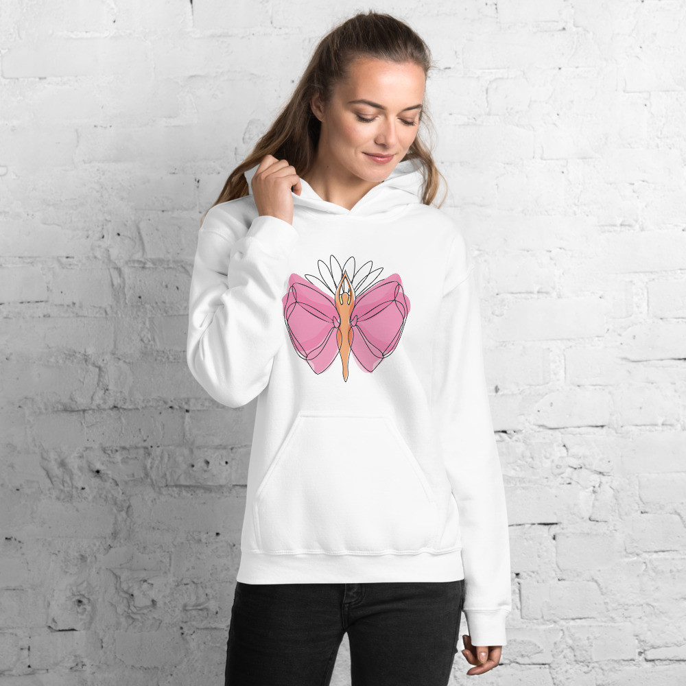 Pink Butterfly 2 Print Hoodie