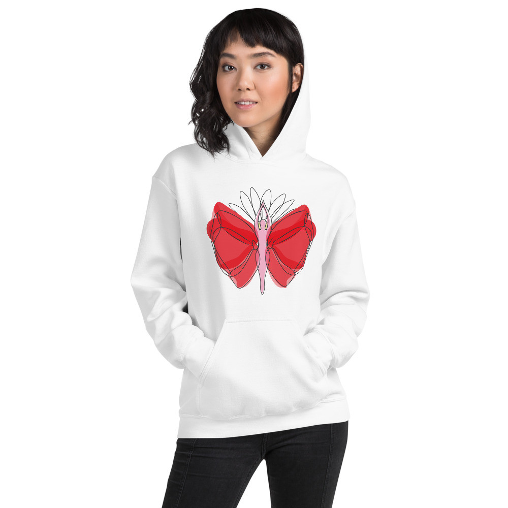 Red Butterfly 2 Print Hoodie