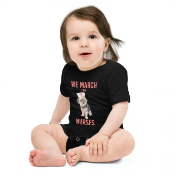 Adorable Dodge Nurse | We March for Nurses Baby Onesie Bodysuit