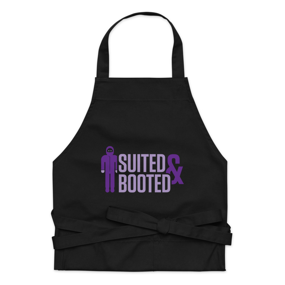 Suited and Booted Purple Print Organic Cotton Apron