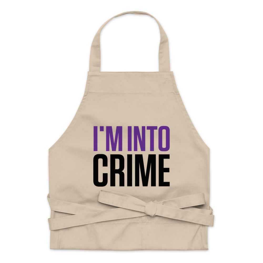 I'm Into Crime Purple and Black Print Organic Cotton Apron