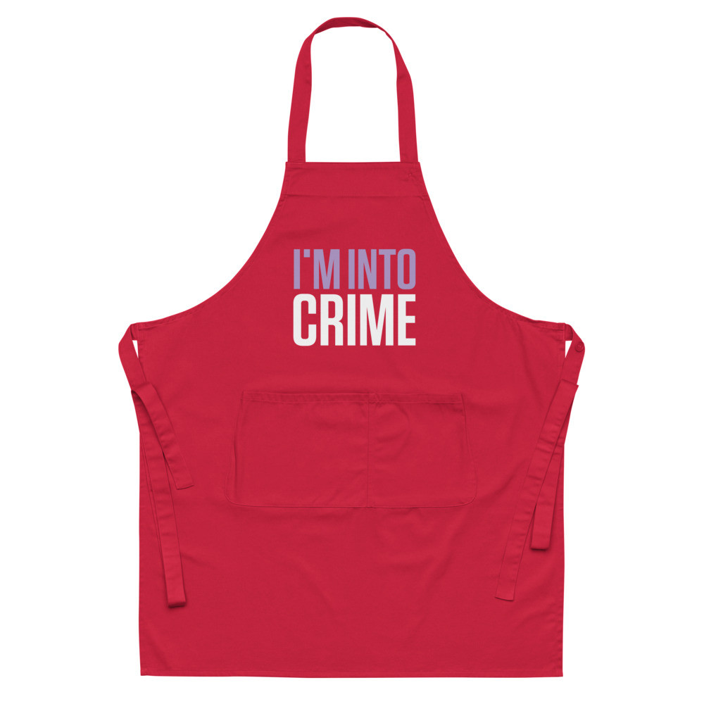 I'm Into Crime Light Purple and White Print Organic Cotton Apron